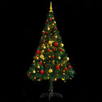 Árbol de Navidad artificial con luces y bolas verde 150 cm
