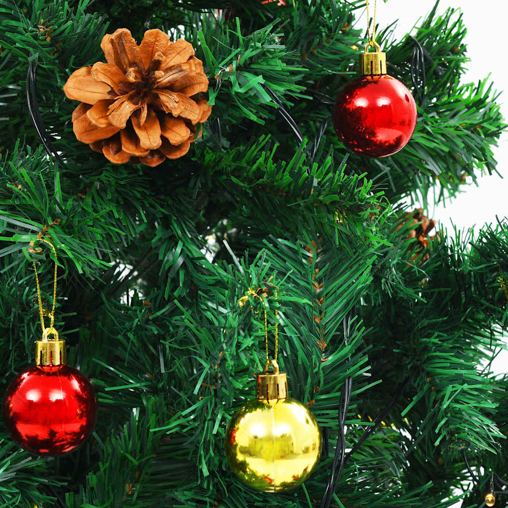 Árbol de Navidad artificial con luces y bolas verde 150 cm