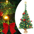 Árbol de Navidad preiluminado con luces y bolas verde 64 cm