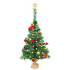 Árbol de Navidad preiluminado con luces y bolas verde 64 cm