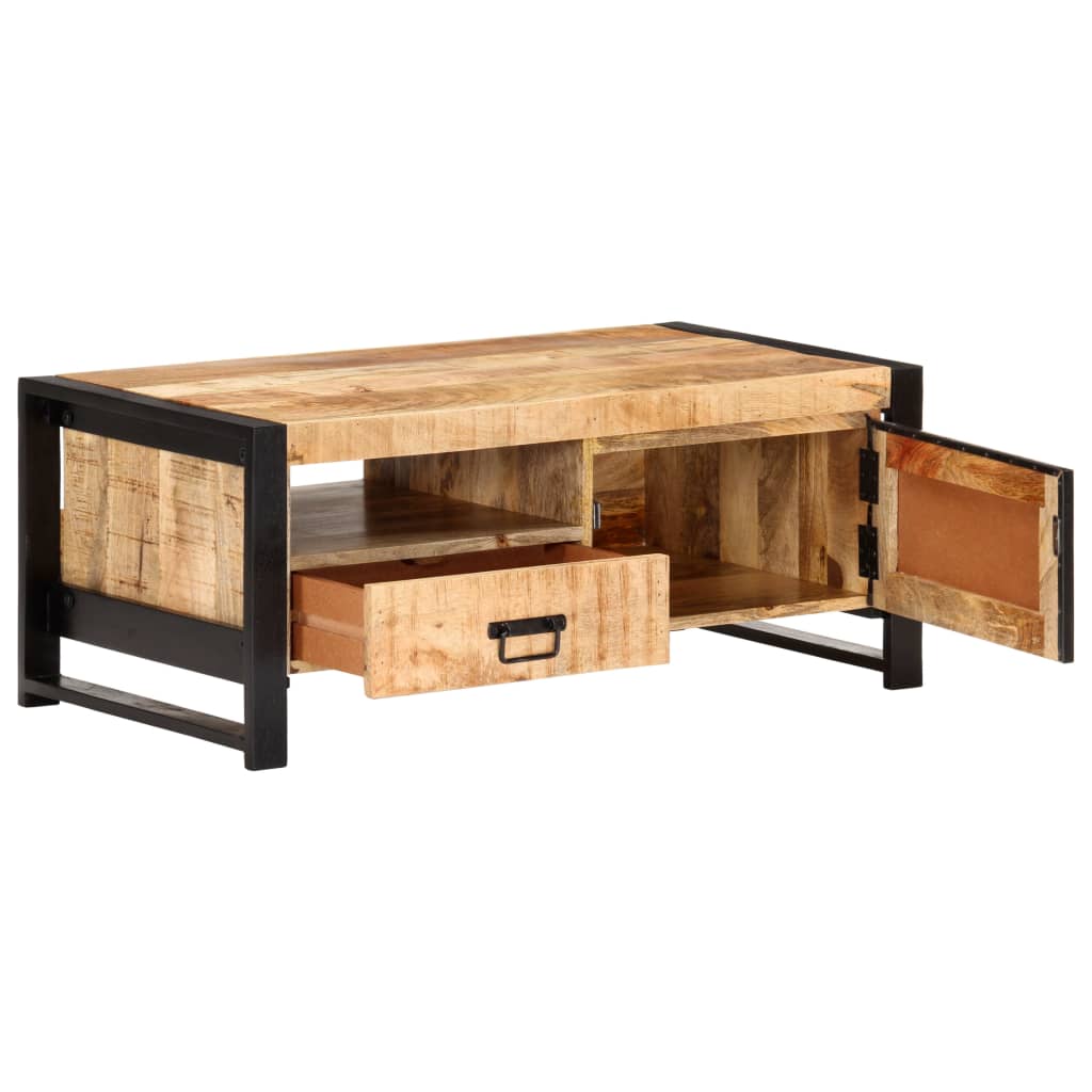 Mesa de centro de madera de mango rugosa 100x50x40 cm