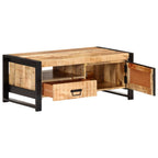 Mesa de centro de madera de mango rugosa 100x50x40 cm