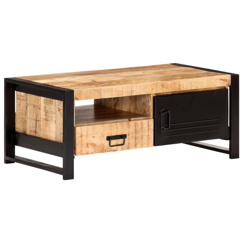 Mesa de centro de madera de mango rugosa 100x50x40 cm