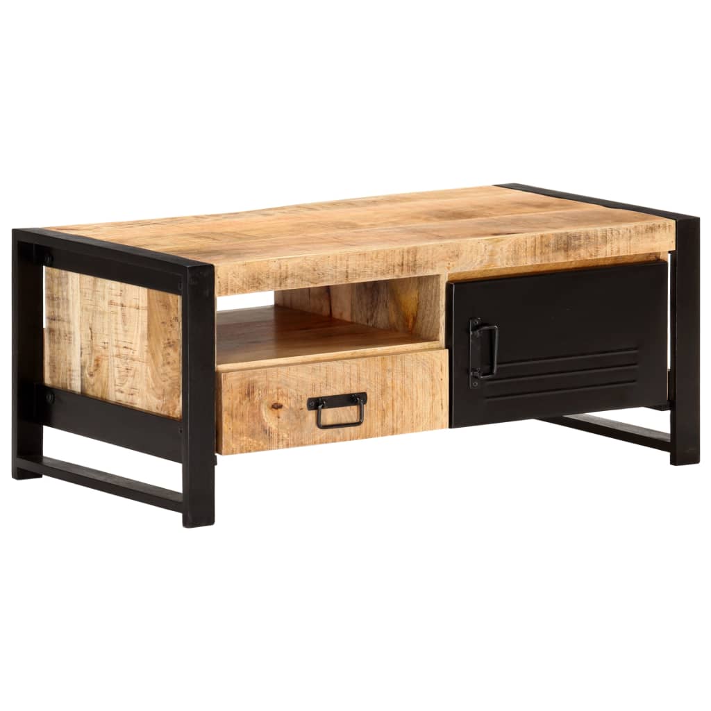 Mesa de centro de madera de mango rugosa 100x50x40 cm