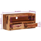 Mueble para TV de madera maciza 88x30x40 cm