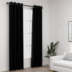 Cortina opaca con ganchos look de lino amarillo 290x245 cm