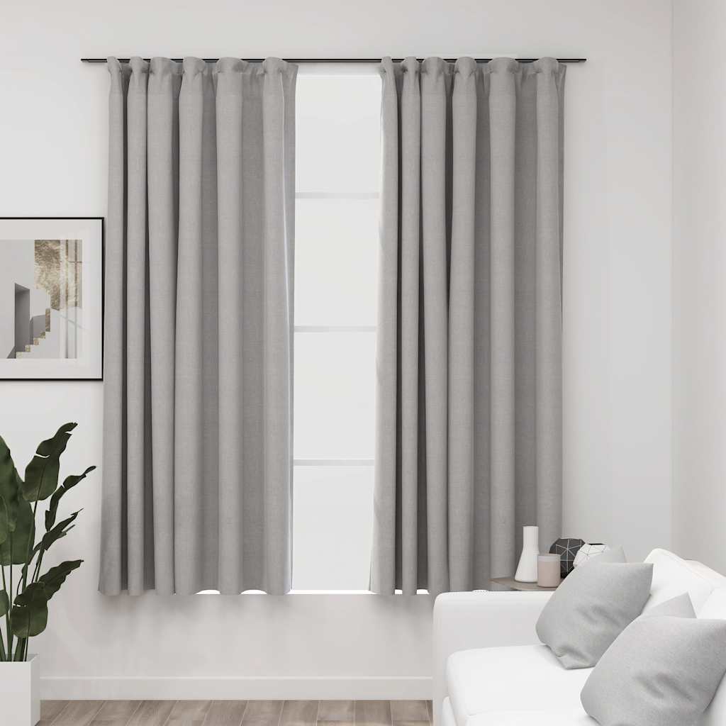 Cortina opaca con ganchos look de lino amarillo 290x245 cm