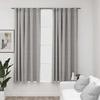 Cortina opaca con ganchos look de lino amarillo 290x245 cm