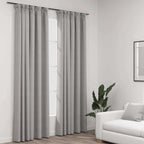 Cortina opaca con ganchos look de lino amarillo 290x245 cm