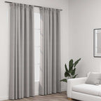 Cortina opaca con ganchos look de lino amarillo 290x245 cm