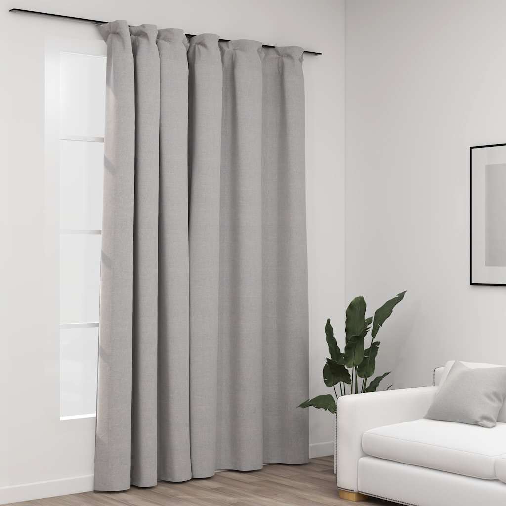 Cortina opaca con ganchos look de lino amarillo 290x245 cm