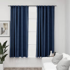 Cortina opaca con ganchos look de lino negro 290x245 cm