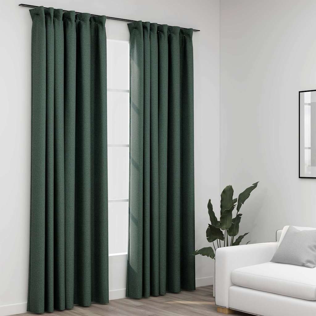 Cortina opaca con ganchos look de lino amarillo 290x245 cm