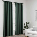 Cortina opaca con ganchos look de lino amarillo 290x245 cm