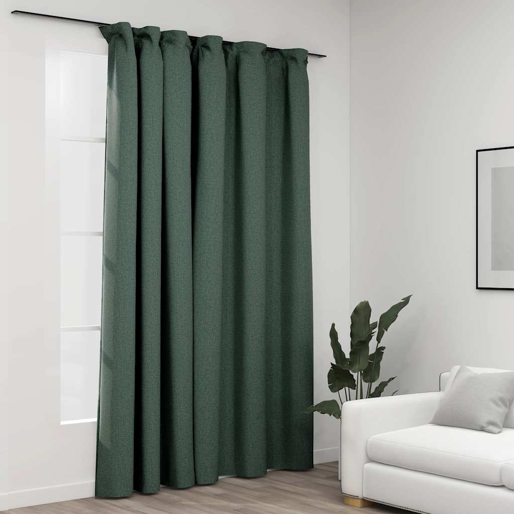 Cortina opaca con ganchos look de lino amarillo 290x245 cm