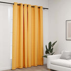 Cortina opaca con ganchos look de lino amarillo 290x245 cm
