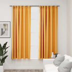 Cortina opaca con ganchos look de lino negro 290x245 cm