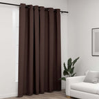 Cortina opaca con ganchos look de lino amarillo 290x245 cm