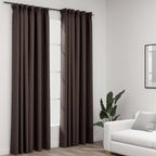 Cortina opaca con ganchos look de lino amarillo 290x245 cm