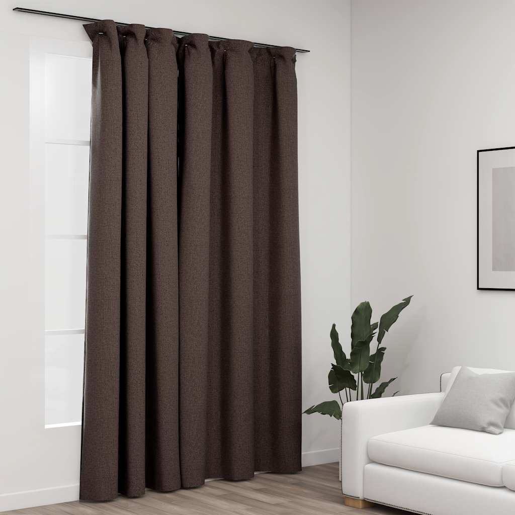 Cortina opaca con ganchos look de lino amarillo 290x245 cm