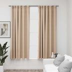 Cortina opaca con ganchos look de lino amarillo 290x245 cm