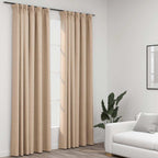 Cortina opaca con ganchos look de lino amarillo 290x245 cm
