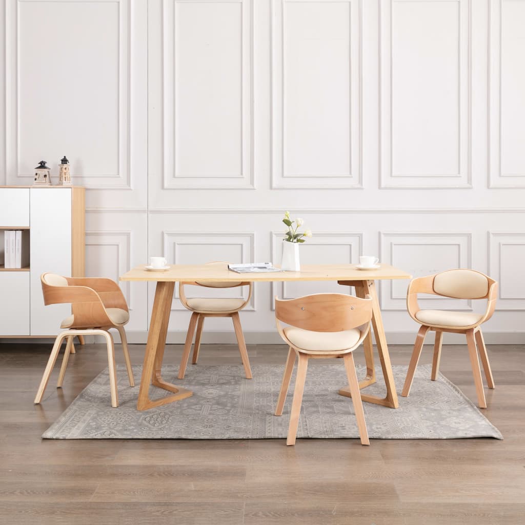 Swivel dining chairs, set of 4, curved wood, taupe gray fabric