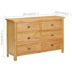 Cajonera de madera de roble macizo 105x33,5x73 cm