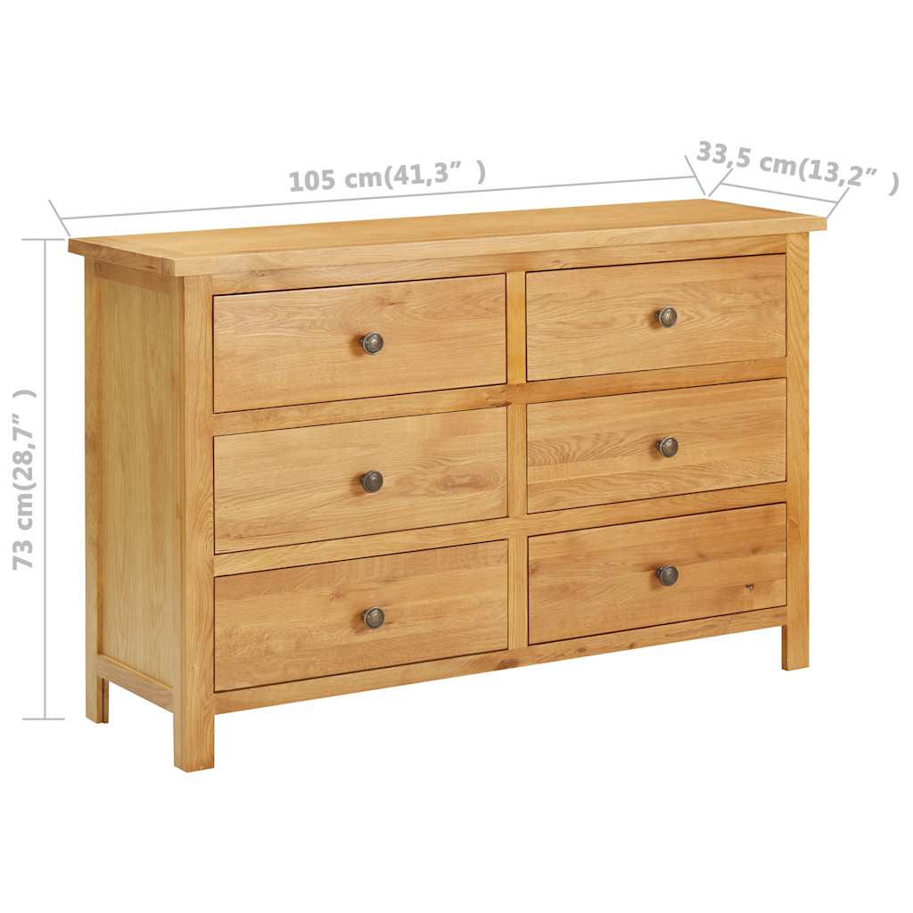Cajonera de madera de roble macizo 105x33,5x73 cm