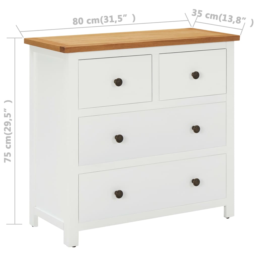 Cajonera de madera de roble macizo 80x35x75 cm