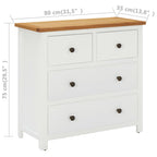 Cajonera de madera de roble macizo 80x35x75 cm