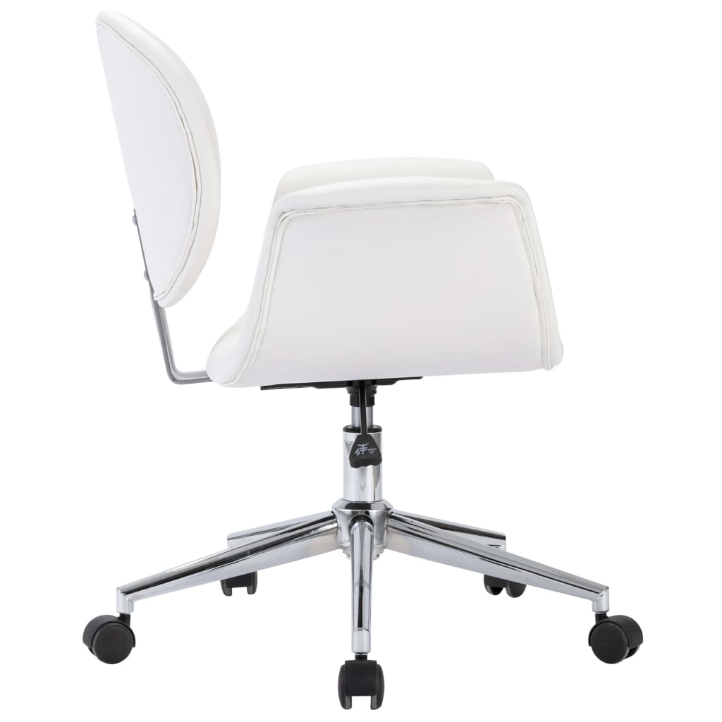 Silla de oficina giratoria de cuero sintético blanco