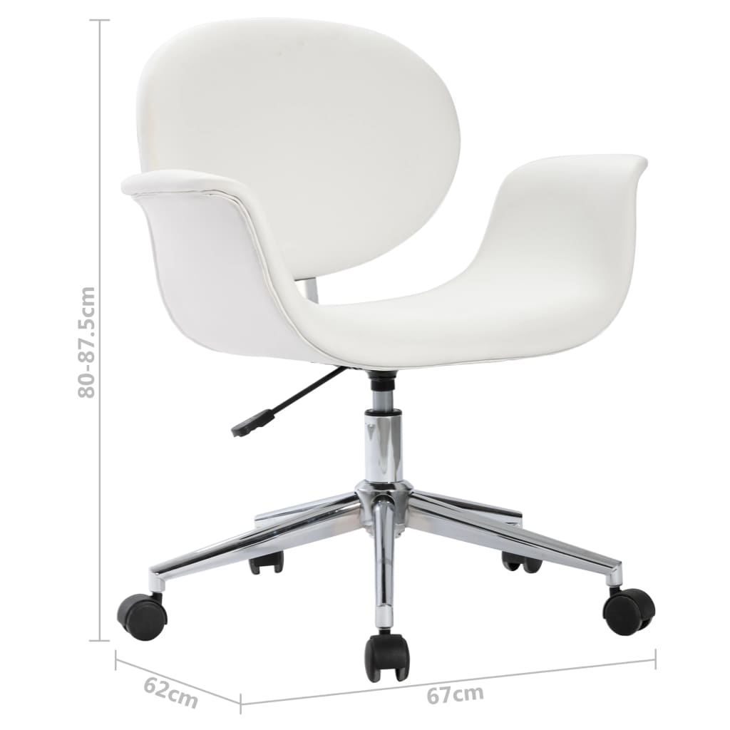 Silla de oficina giratoria de cuero sintético blanco