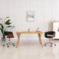 Silla de oficina giratoria de madera curvada y tela gris