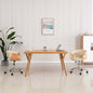 Silla de oficina giratoria de madera curvada y tela gris