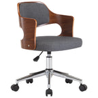 Silla de oficina giratoria de madera curvada y tela gris