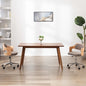 Silla de oficina giratoria de madera curvada y tela gris