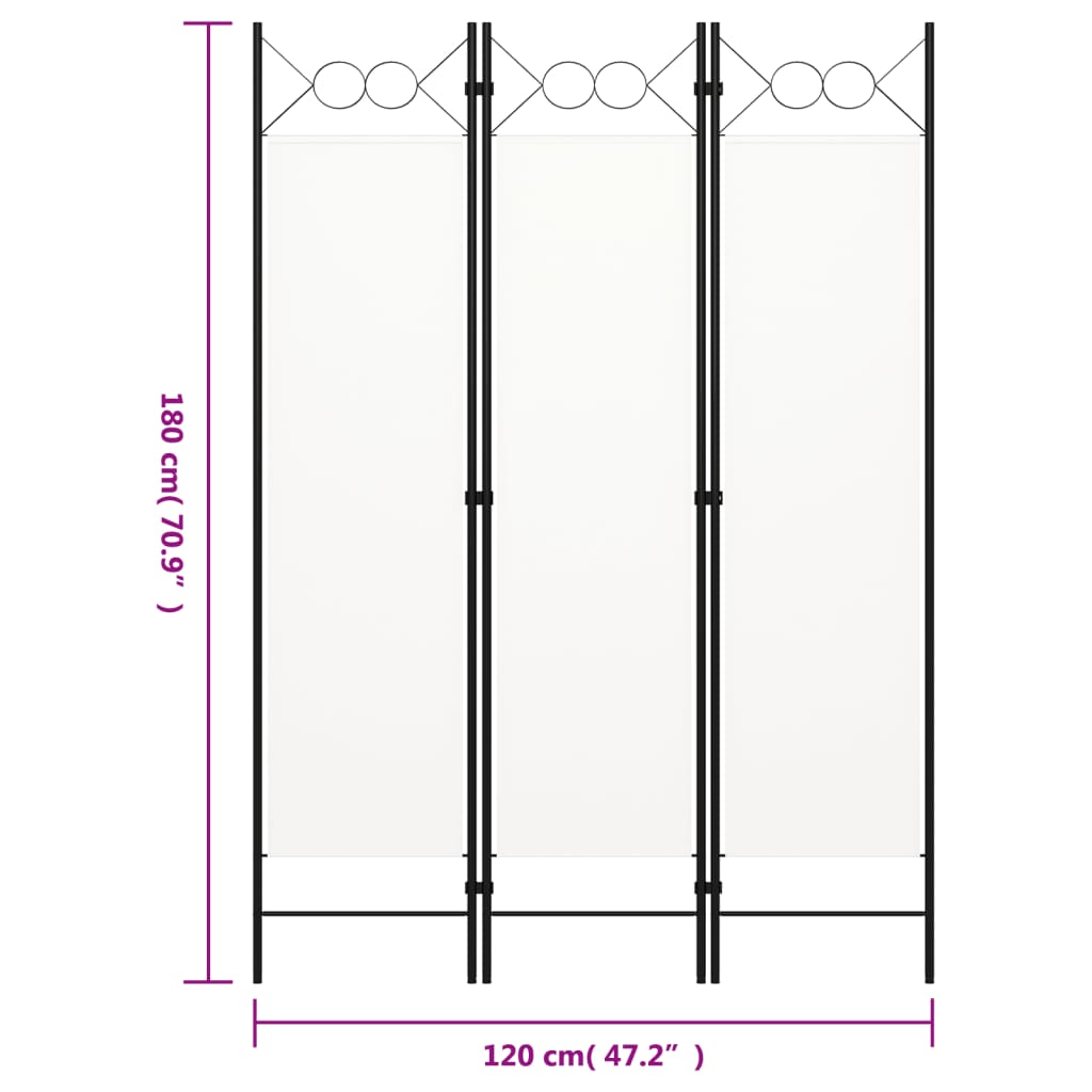 Biombo divisor de 3 paneles blanco 120x180 cm
