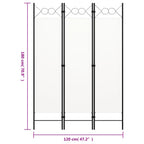Biombo divisor de 3 paneles blanco 120x180 cm