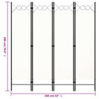 Biombo divisor de 4 paneles blanco 160x180 cm