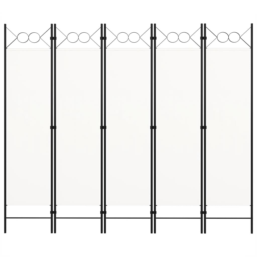 Biombo divisor de 5 paneles blanco 200x180 cm