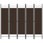 5-Panel White Room Divider 200x180 cm