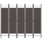 5-Panel White Room Divider 200x180 cm