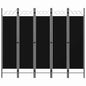 5-Panel White Room Divider 200x180 cm