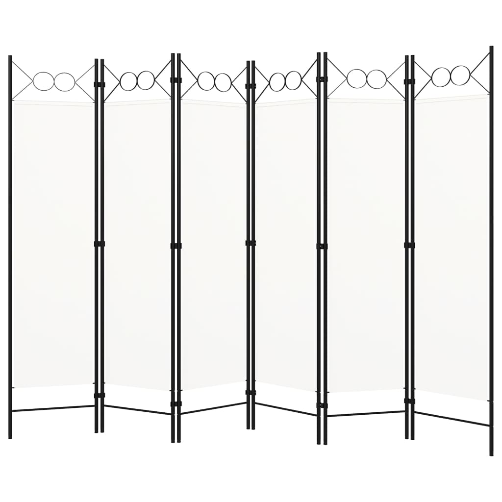 Biombo divisor de 6 paneles blanco 240x180 cm