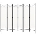 Biombo divisor de 6 paneles blanco 240x180 cm