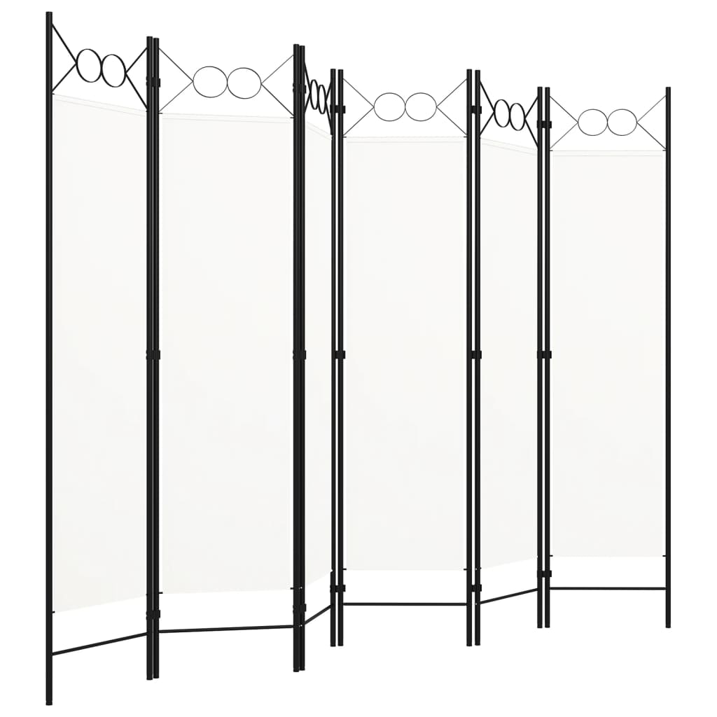 Biombo divisor de 6 paneles blanco 240x180 cm