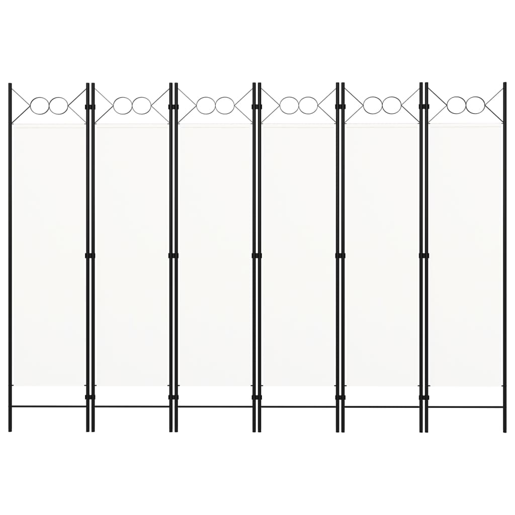 Biombo divisor de 6 paneles blanco 240x180 cm