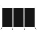 Biombo divisor de 3 paneles negro 260x180 cm