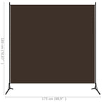 Biombo divisor de 1 panel marrón 175x180 cm